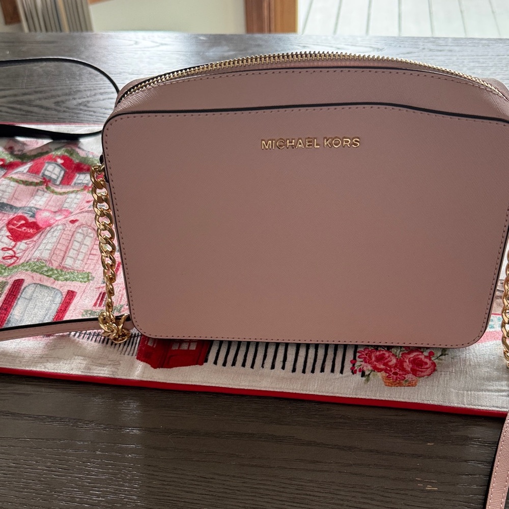Michael Kors Blush Crossbody Bag with Gold Accents
